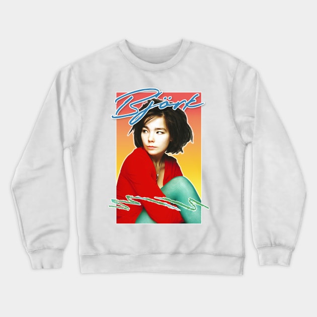 Bjork Aesthetic Style Retro Fan Art Design Crewneck Sweatshirt by DankFutura